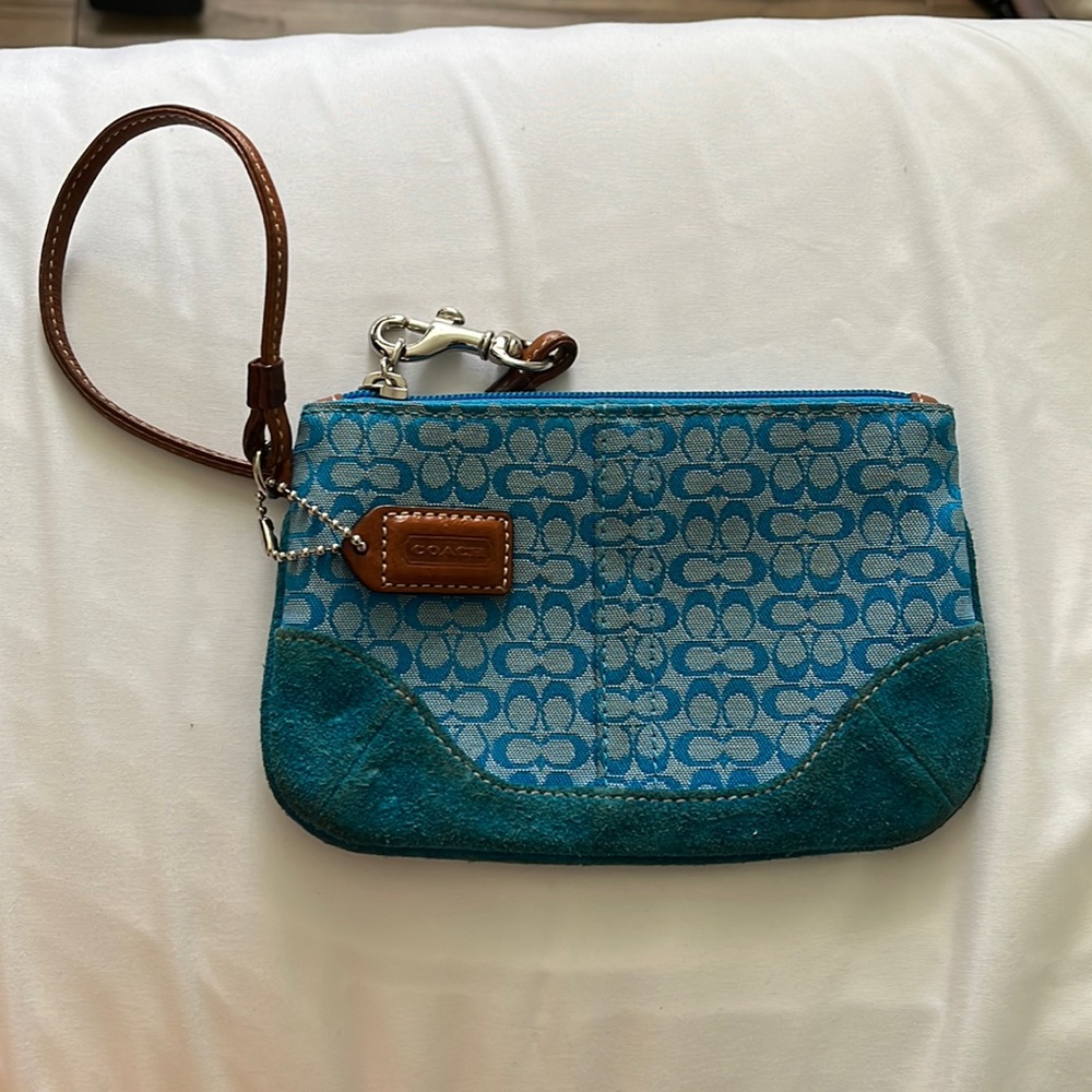 Coach blue wristlet